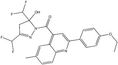 3,5-bis(difluoromethyl)-1-{[2-(4-ethoxyphenyl)-6-methyl-4-quinolinyl]carbonyl}-4,5-dihydro-1H-pyrazol-5-ol 结构式