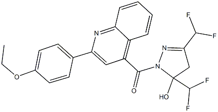 3,5-bis(difluoromethyl)-1-{[2-(4-ethoxyphenyl)-4-quinolinyl]carbonyl}-4,5-dihydro-1H-pyrazol-5-ol 结构式