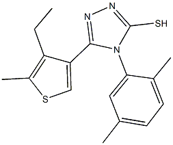 4-(2,5-dimethylphenyl)-5-(4-ethyl-5-methyl-3-thienyl)-4H-1,2,4-triazol-3-yl hydrosulfide 结构式