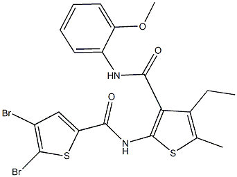 4,5-dibromo-N-{4-ethyl-3-[(2-methoxyanilino)carbonyl]-5-methyl-2-thienyl}-2-thiophenecarboxamide 结构式