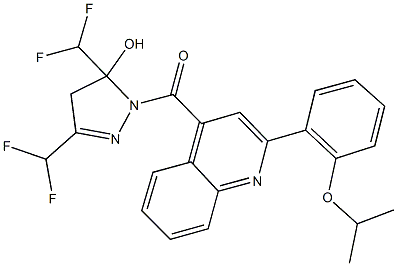 3,5-bis(difluoromethyl)-1-{[2-(2-isopropoxyphenyl)-4-quinolinyl]carbonyl}-4,5-dihydro-1H-pyrazol-5-ol 结构式