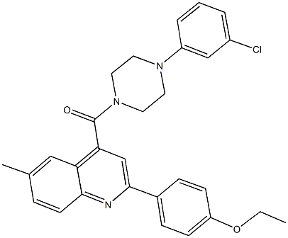 4-(4-{[4-(3-chlorophenyl)-1-piperazinyl]carbonyl}-6-methyl-2-quinolinyl)phenyl ethyl ether 结构式