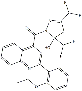 3,5-bis(difluoromethyl)-1-{[2-(2-ethoxyphenyl)-4-quinolinyl]carbonyl}-4,5-dihydro-1H-pyrazol-5-ol 结构式