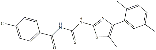 N-(4-chlorobenzoyl)-N'-[4-(2,5-dimethylphenyl)-5-methyl-1,3-thiazol-2-yl]thiourea 结构式