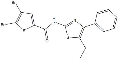 4,5-dibromo-N-(5-ethyl-4-phenyl-1,3-thiazol-2-yl)-2-thiophenecarboxamide 结构式