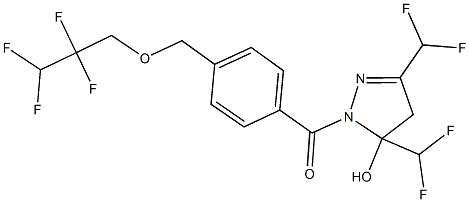 3,5-bis(difluoromethyl)-1-{4-[(2,2,3,3-tetrafluoropropoxy)methyl]benzoyl}-4,5-dihydro-1H-pyrazol-5-ol 结构式