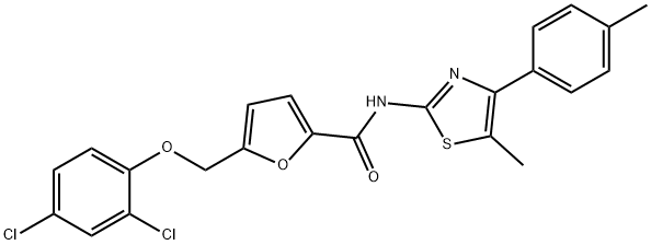 5-[(2,4-dichlorophenoxy)methyl]-N-[5-methyl-4-(4-methylphenyl)-1,3-thiazol-2-yl]-2-furamide 结构式