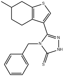 4-benzyl-5-(6-methyl-4,5,6,7-tetrahydro-1-benzothien-3-yl)-4H-1,2,4-triazole-3-thiol 结构式