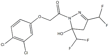 1-[(3,4-dichlorophenoxy)acetyl]-3,5-bis(difluoromethyl)-4,5-dihydro-1H-pyrazol-5-ol 结构式