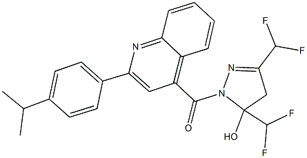3,5-bis(difluoromethyl)-1-{[2-(4-isopropylphenyl)-4-quinolinyl]carbonyl}-4,5-dihydro-1H-pyrazol-5-ol 结构式