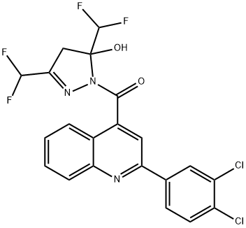 1-{[2-(3,4-dichlorophenyl)-4-quinolinyl]carbonyl}-3,5-bis(difluoromethyl)-4,5-dihydro-1H-pyrazol-5-ol 结构式