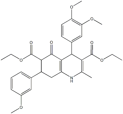 diethyl 4-(3,4-dimethoxyphenyl)-7-(3-methoxyphenyl)-2-methyl-5-oxo-1,4,5,6,7,8-hexahydro-3,6-quinolinedicarboxylate 结构式