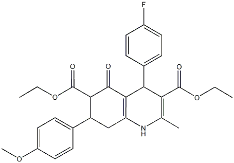 diethyl 4-(4-fluorophenyl)-7-(4-methoxyphenyl)-2-methyl-5-oxo-1,4,5,6,7,8-hexahydro-3,6-quinolinedicarboxylate 结构式