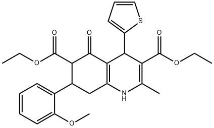 diethyl 7-(2-methoxyphenyl)-2-methyl-5-oxo-4-(2-thienyl)-1,4,5,6,7,8-hexahydro-3,6-quinolinedicarboxylate 结构式