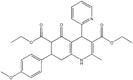diethyl 7-(4-methoxyphenyl)-2-methyl-5-oxo-4-(2-pyridinyl)-1,4,5,6,7,8-hexahydro-3,6-quinolinedicarboxylate 结构式