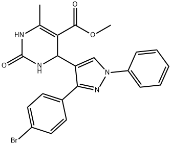 methyl 4-[3-(4-bromophenyl)-1-phenyl-1H-pyrazol-4-yl]-6-methyl-2-oxo-1,2,3,4-tetrahydro-5-pyrimidinecarboxylate 结构式