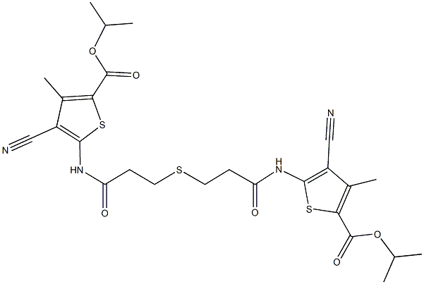 isopropyl 4-cyano-5-({3-[(3-{[3-cyano-5-(isopropoxycarbonyl)-4-methyl-2-thienyl]amino}-3-oxopropyl)sulfanyl]propanoyl}amino)-3-methyl-2-thiophenecarboxylate 结构式