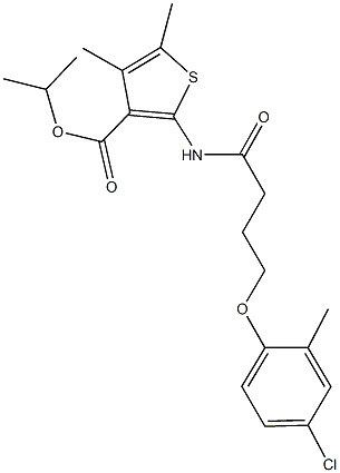 isopropyl 2-{[4-(4-chloro-2-methylphenoxy)butanoyl]amino}-4,5-dimethyl-3-thiophenecarboxylate 结构式