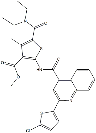 methyl 2-({[2-(5-chloro-2-thienyl)-4-quinolinyl]carbonyl}amino)-5-[(diethylamino)carbonyl]-4-methyl-3-thiophenecarboxylate 结构式