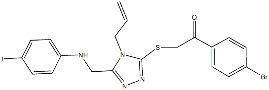 2-({4-allyl-5-[(4-iodoanilino)methyl]-4H-1,2,4-triazol-3-yl}sulfanyl)-1-(4-bromophenyl)ethanone 结构式