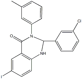 2-(3-chlorophenyl)-6-iodo-3-(3-methylphenyl)-2,3-dihydro-4(1H)-quinazolinone 结构式