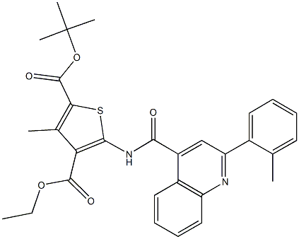 2-tert-butyl 4-ethyl 3-methyl-5-({[2-(2-methylphenyl)-4-quinolinyl]carbonyl}amino)-2,4-thiophenedicarboxylate 结构式