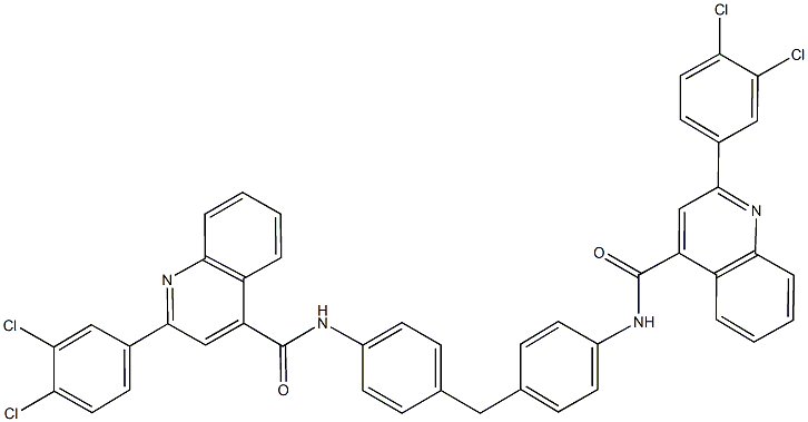 2-(3,4-dichlorophenyl)-N-{4-[4-({[2-(3,4-dichlorophenyl)-4-quinolinyl]carbonyl}amino)benzyl]phenyl}-4-quinolinecarboxamide 结构式