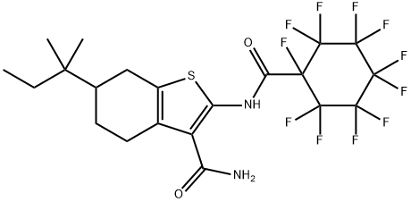 6-tert-pentyl-2-{[(1,2,2,3,3,4,4,5,5,6,6-undecafluorocyclohexyl)carbonyl]amino}-4,5,6,7-tetrahydro-1-benzothiophene-3-carboxamide 结构式