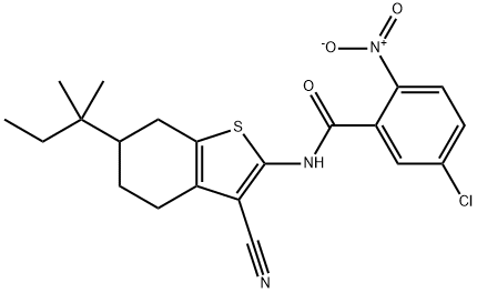 5-chloro-N-(3-cyano-6-tert-pentyl-4,5,6,7-tetrahydro-1-benzothien-2-yl)-2-nitrobenzamide 结构式