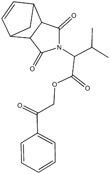 2-oxo-2-phenylethyl 2-(3,5-dioxo-4-azatricyclo[5.2.1.0~2,6~]dec-8-en-4-yl)-3-methylbutanoate 结构式