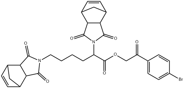 2-(4-bromophenyl)-2-oxoethyl 2,6-bis(3,5-dioxo-4-azatricyclo[5.2.1.0~2,6~]dec-8-en-4-yl)hexanoate 结构式