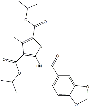 diisopropyl 5-[(1,3-benzodioxol-5-ylcarbonyl)amino]-3-methyl-2,4-thiophenedicarboxylate 结构式