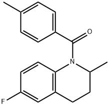 6-fluoro-2-methyl-1-(4-methylbenzoyl)-1,2,3,4-tetrahydroquinoline 结构式