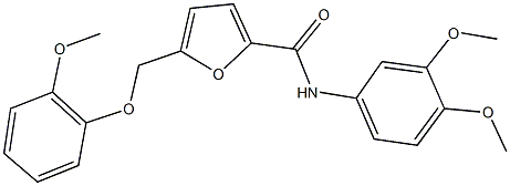 N-(3,4-dimethoxyphenyl)-5-[(2-methoxyphenoxy)methyl]-2-furamide 结构式