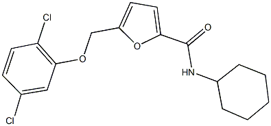 N-cyclohexyl-5-[(2,5-dichlorophenoxy)methyl]-2-furamide 结构式