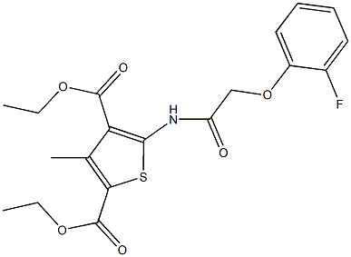 diethyl 5-{[(2-fluorophenoxy)acetyl]amino}-3-methyl-2,4-thiophenedicarboxylate 结构式