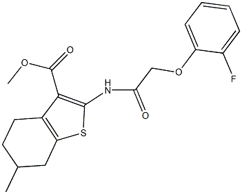 methyl 2-{[(2-fluorophenoxy)acetyl]amino}-6-methyl-4,5,6,7-tetrahydro-1-benzothiophene-3-carboxylate 结构式