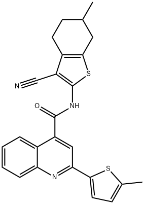 N-(3-cyano-6-methyl-4,5,6,7-tetrahydro-1-benzothien-2-yl)-2-(5-methyl-2-thienyl)-4-quinolinecarboxamide 结构式