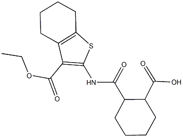 2-({[3-(ethoxycarbonyl)-4,5,6,7-tetrahydro-1-benzothien-2-yl]amino}carbonyl)cyclohexanecarboxylic acid 结构式