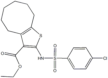 ethyl 2-{[(4-chlorophenyl)sulfonyl]amino}-4,5,6,7,8,9-hexahydrocycloocta[b]thiophene-3-carboxylate 结构式