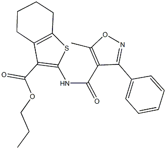 propyl 2-{[(5-methyl-3-phenyl-4-isoxazolyl)carbonyl]amino}-4,5,6,7-tetrahydro-1-benzothiophene-3-carboxylate 结构式