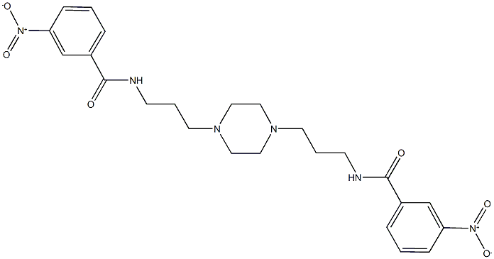 3-nitro-N-(3-{4-[3-({3-nitrobenzoyl}amino)propyl]-1-piperazinyl}propyl)benzamide 结构式