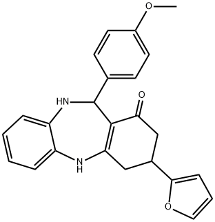 3-(2-furyl)-11-(4-methoxyphenyl)-2,3,4,5,10,11-hexahydro-1H-dibenzo[b,e][1,4]diazepin-1-one 结构式