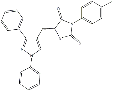 5-[(1,3-diphenyl-1H-pyrazol-4-yl)methylene]-3-(4-methylphenyl)-2-thioxo-1,3-thiazolidin-4-one 结构式