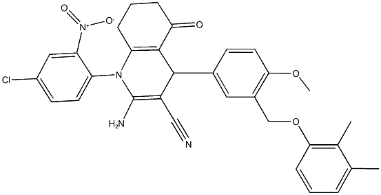 2-amino-1-{4-chloro-2-nitrophenyl}-4-{3-[(2,3-dimethylphenoxy)methyl]-4-methoxyphenyl}-5-oxo-1,4,5,6,7,8-hexahydro-3-quinolinecarbonitrile 结构式