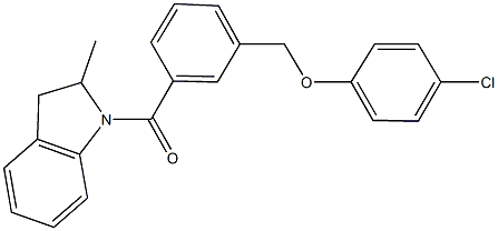 1-{3-[(4-chlorophenoxy)methyl]benzoyl}-2-methylindoline 结构式