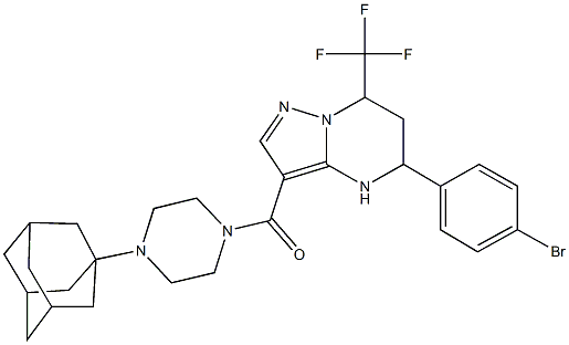 3-{[4-(1-adamantyl)-1-piperazinyl]carbonyl}-5-(4-bromophenyl)-7-(trifluoromethyl)-4,5,6,7-tetrahydropyrazolo[1,5-a]pyrimidine 结构式