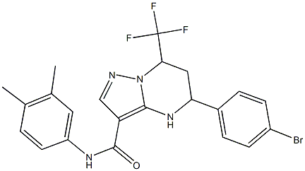 5-(4-bromophenyl)-N-(3,4-dimethylphenyl)-7-(trifluoromethyl)-4,5,6,7-tetrahydropyrazolo[1,5-a]pyrimidine-3-carboxamide 结构式