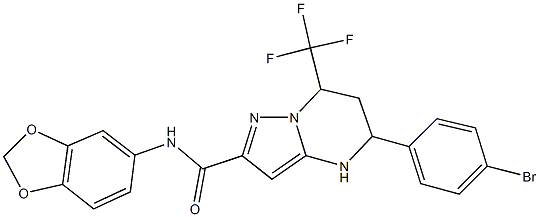 N-(1,3-benzodioxol-5-yl)-5-(4-bromophenyl)-7-(trifluoromethyl)-4,5,6,7-tetrahydropyrazolo[1,5-a]pyrimidine-2-carboxamide 结构式