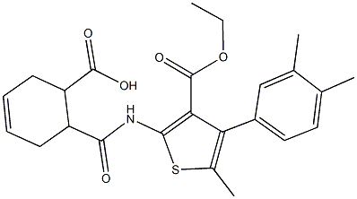 6-({[4-(3,4-dimethylphenyl)-3-(ethoxycarbonyl)-5-methyl-2-thienyl]amino}carbonyl)-3-cyclohexene-1-carboxylic acid 结构式